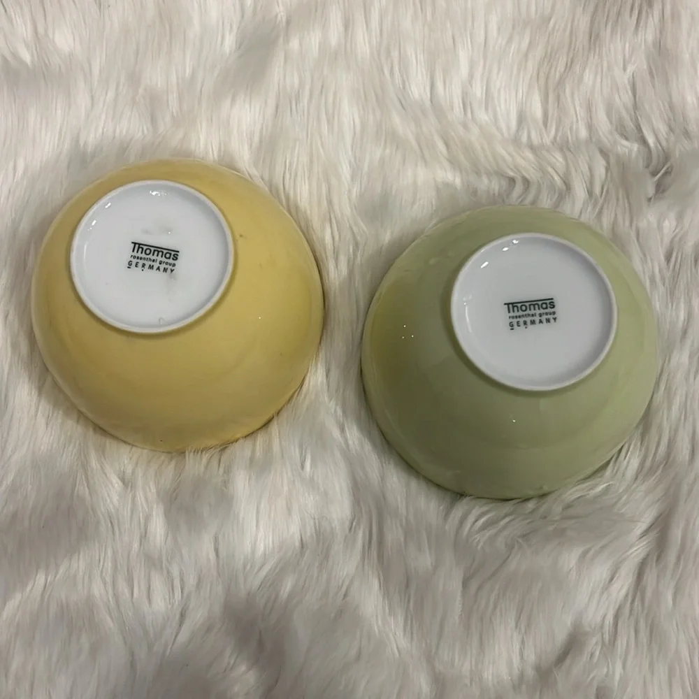 Thomas Sunny Day Bundle Set of 2 Green Yellow Porcelain Dishwasher Bowls